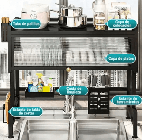 AquaRack Elite™ – Organizador de Cocina con Tapa - Versa